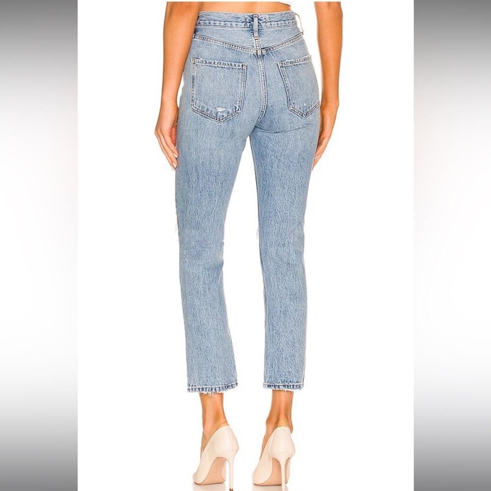 AGOLDE | Women’s Jeans Riley High Rise Straight Crop in Blitz Blue Distressed 26 - Picture 2 of 10